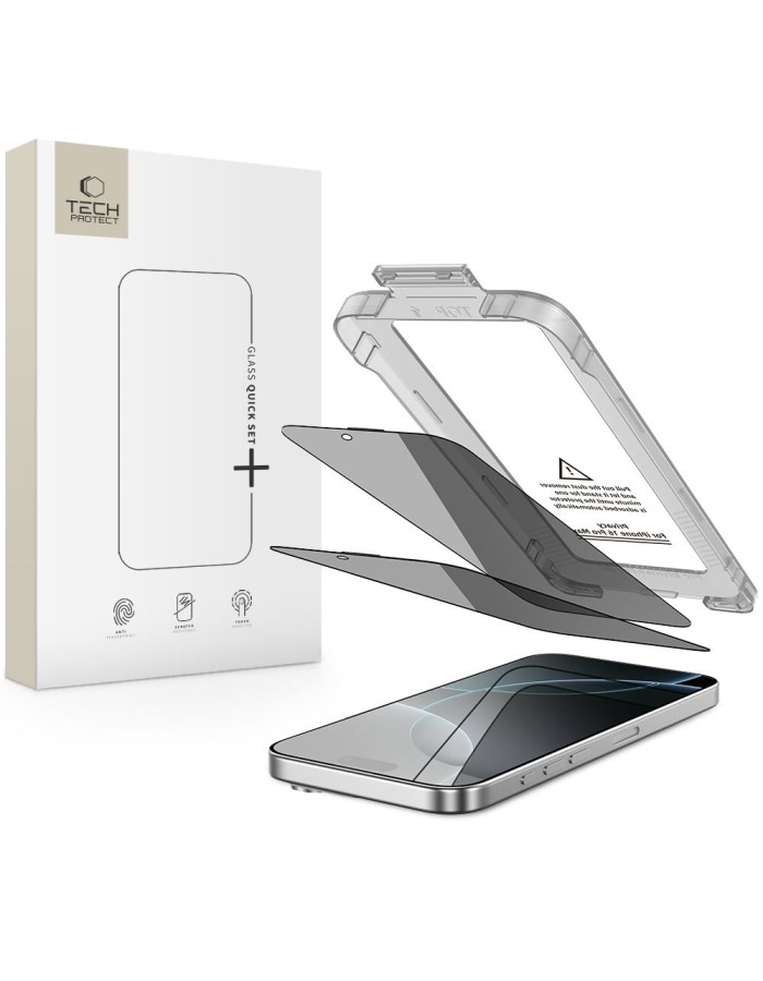 Tech-Protect Quick Set Spy+ Privacy Glass 2-pack for iPhone 16 Pro