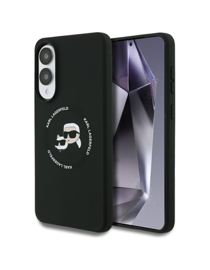 Karl Lagerfeld Silicone nauble Heads And Circle MagSafe case for Samsung Galaxy S25 Edge - black