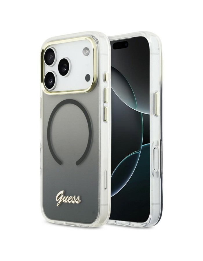 Guess IML Gradient Script Metal MagSafe Case for iPhone 17 Pro - Black Guess IML Gradient Script Metal MagSafe Case for iPhone 17 Pro - Black