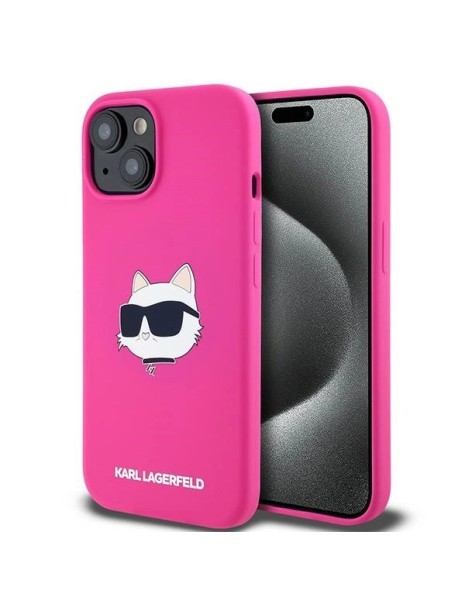 Karl Lagerfeld Silicone Choupette Head MagSafe Case for iPhone 15 Plus / 14 Plus - Pink