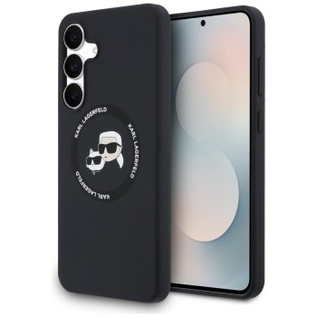 Karl Lagerfeld Silicone Karl &amp;amp; Choupette Heads MagSafe Case for Samsung Galaxy S25 FE - Black