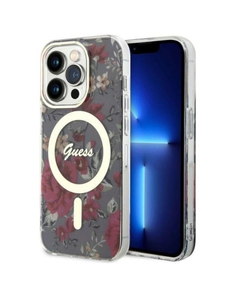 Guess GUHMP14LHCFWSA iPhone 14 Pro 6.1" green/khaki hardcase Flower MagSafe