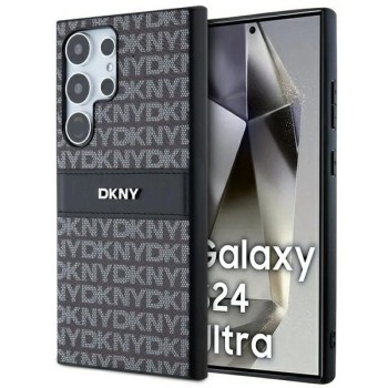 DKNY Leather Mono Stripe &amp;amp; Metal Logo case for Samsung Galaxy S24 Ultra - black