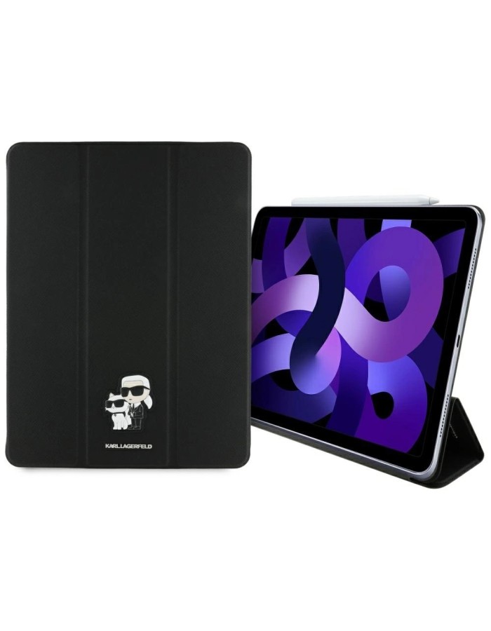 Karl Lagerfeld Saffiano Magnetic Karl &amp;amp; Choupette iPad Air 13" 2024 Book Cover Case - Black