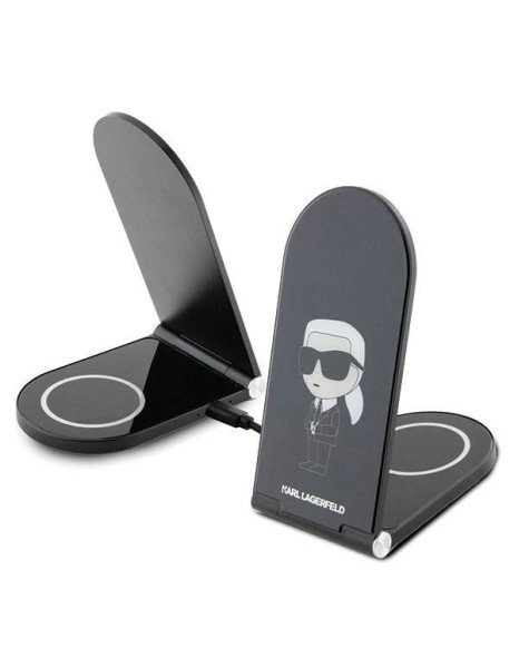 Karl Lagerfeld Ikonik MagSafe 15W inductive charger, foldable 2in1 - black