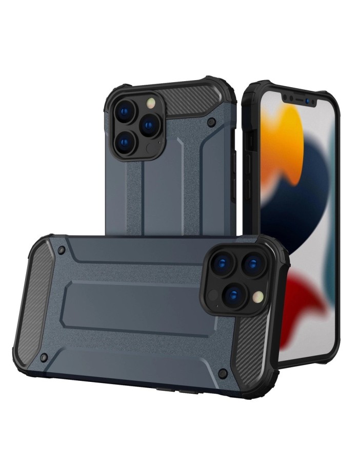 Hybrid Armor Case Tough Rugged Cover for iPhone 13 Pro blue