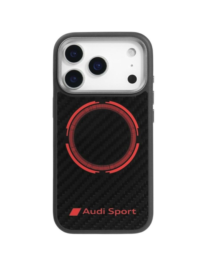 Audi RSQ Carbon Fiber Sport Red Circle MagSafe Case for iPhone 17 Pro - Black