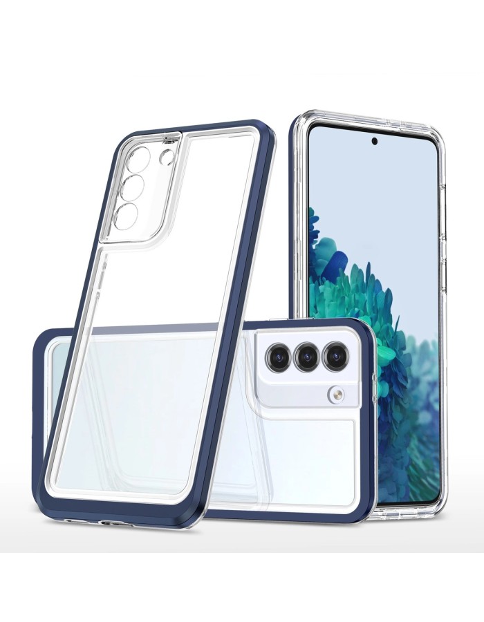 Clear 3in1 Case for Samsung Galaxy S21 + 5G (S21 Plus 5G) Frame Gel Cover Blue Clear 3in1 Case for Samsung Galaxy S21 + 5G (S21 Plus 5G) Frame Gel Cover Blue