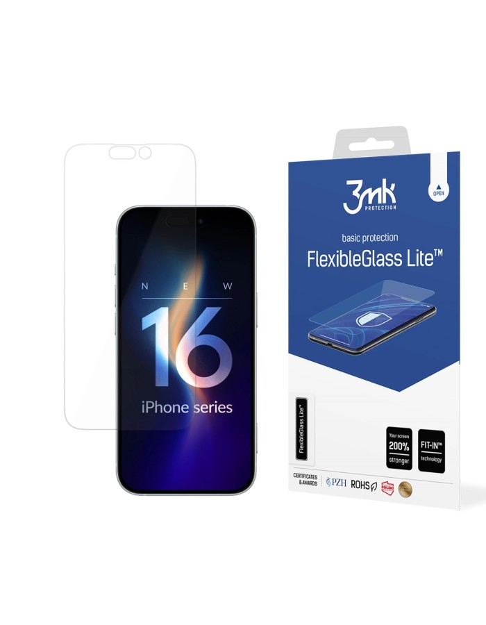 Tempered glass 3mk FlexibleGlass Lite for iPhone 16