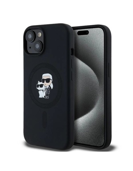 Karl Lagerfeld Silicone Karl&amp;amp;Choupette MagSafe case for iPhone 15 Plus / 14 Plus - black