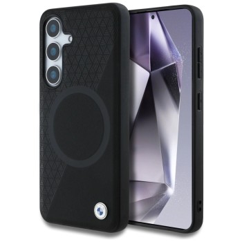 BMW Leather Half Textured MagSafe Case for Samsung Galaxy S25 - Black