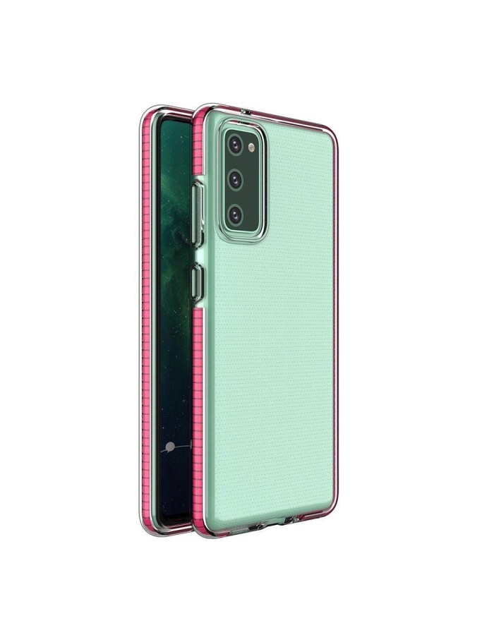 Spring Case clear TPU gel protective cover with colorful frame for Samsung Galaxy A02s EU dark pink Spring Case clear TPU gel protective cover with colorful frame for Samsung Galaxy A02s EU dark pink