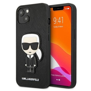 Karl Lagerfeld Saffiano Ikonik Karl&amp;#39;s Patch Case for iPhone 13 mini - Black