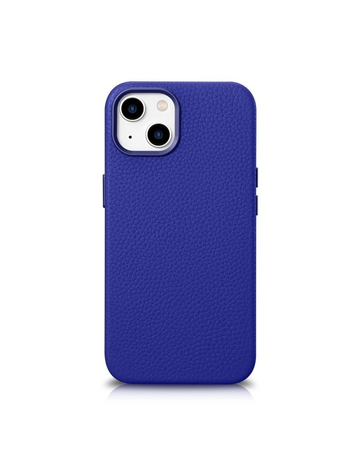 iCarer Litchi Premium Leather Case iPhone 14 Plus Magnetic Leather Case with MagSafe Dark Blue (WMI14220711-DB)