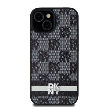 DKNY Leather Checkered Mono Pattern &amp;amp; Printed Stripes case for Samsung Galaxy S24+ - black