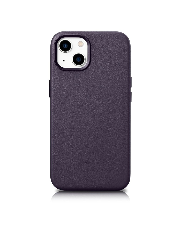 iCarer Case Leather Cover Case for iPhone 14 Plus Dark Purple (MagSafe Compatible)