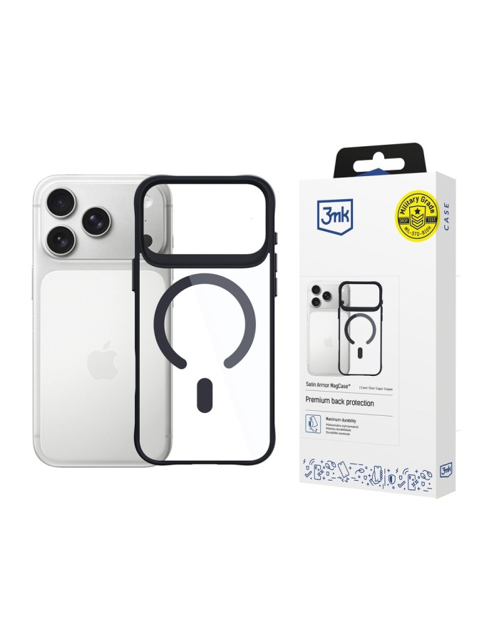 3mk Satin Armor MagCase for iPhone 17 Pro - Transparent Black