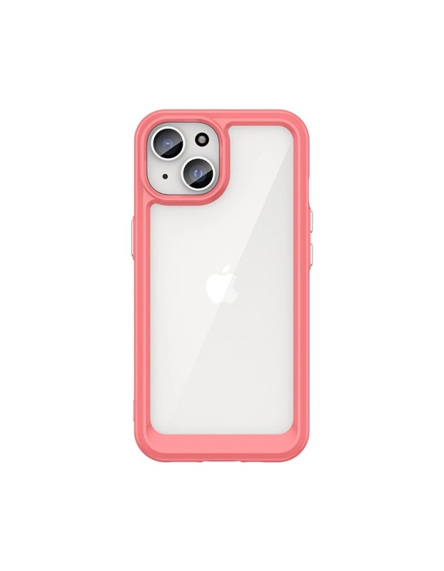 iPhone 15 Plus Outer Space reinforced case with a flexible frame - red