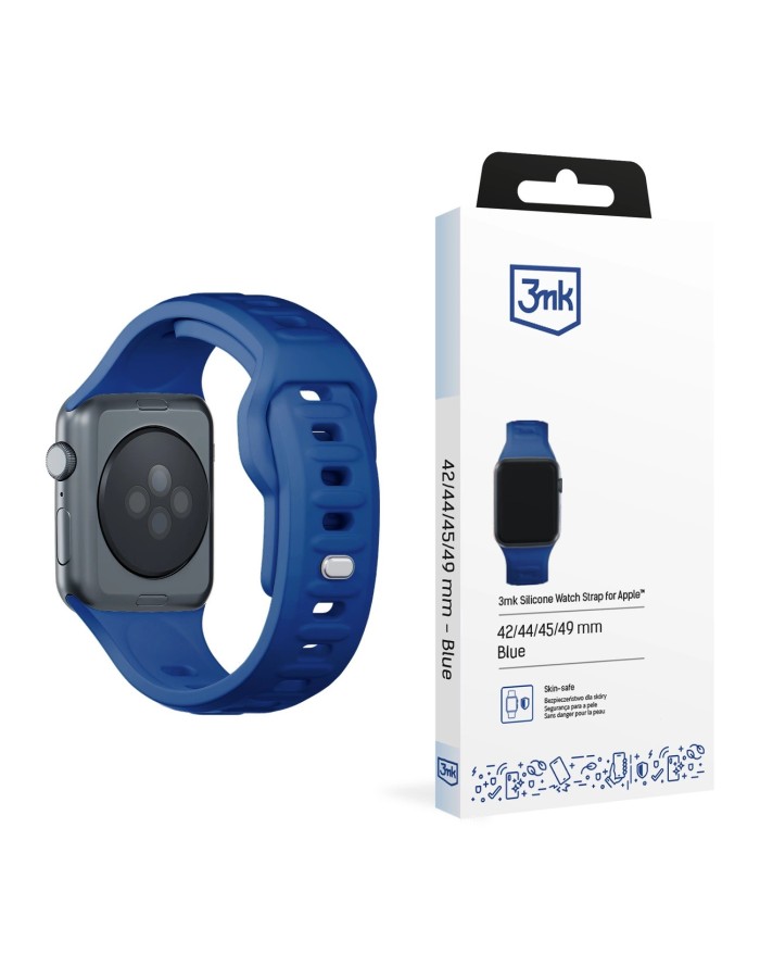 3mk Silicone Watch Strap for Apple Watch 42 / 44 / 45 / 49 mm - blue