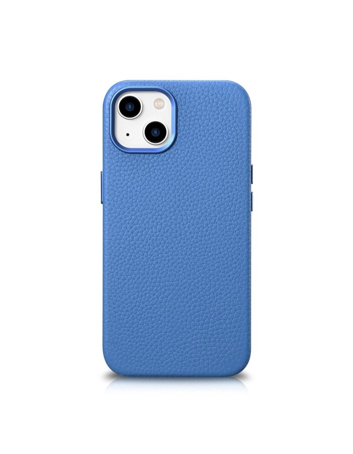 iCarer Litchi Premium Leather Case iPhone 14 Magnetic Leather Case with MagSafe Light Blue (WMI14220709-LB)
