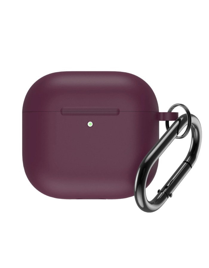Silicone Case for Airpods 4 with Carabiner - Burgundy