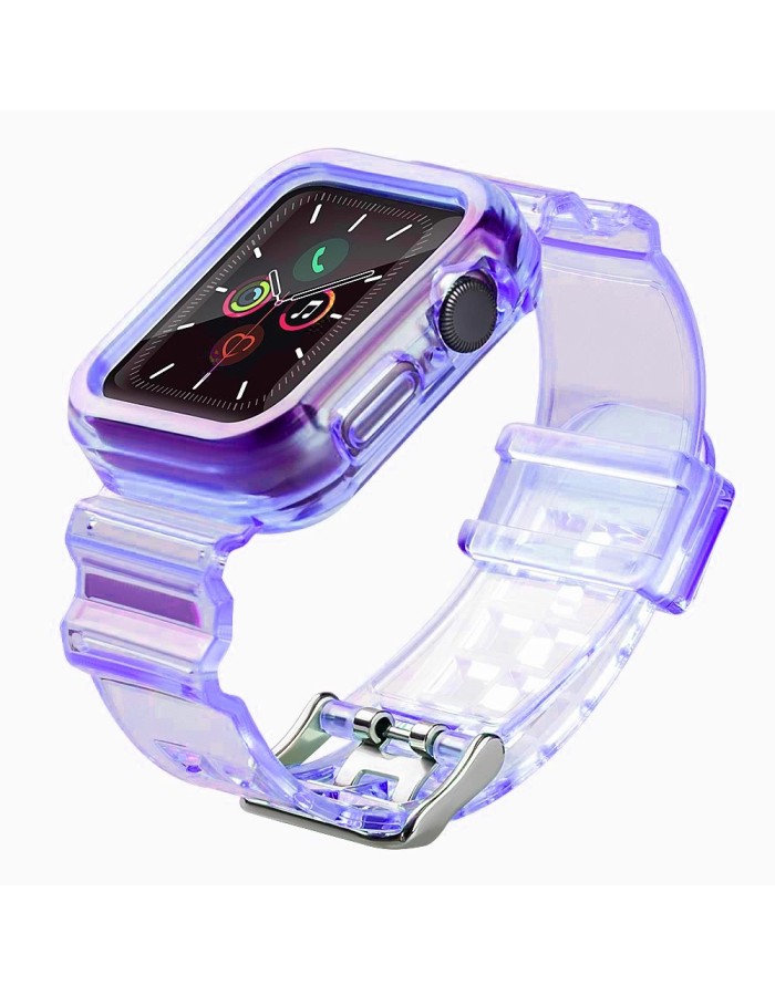 Silicone Band Strap Bracelet Case Strap Light Set for Apple Watch 40mm - Purple