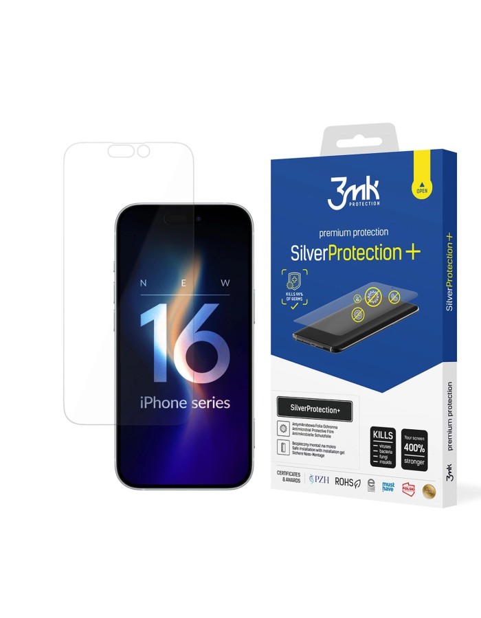 Antibacterial protective film 3mk SilverProtection+ for iPhone 16 Antibacterial protective film 3mk SilverProtection+ for iPhone 16