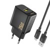 Dudao A27STEU 25W GaN USB-A Wall Charger with USB-A - USB-C Cable - Black Dudao A27STEU 25W GaN USB-A Wall Charger with USB-A - USB-C Cable - Black