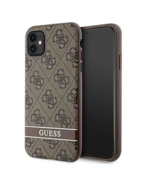 Guess GUHCN61P4SNW iPhone 11 / Xr brown/brown hardcase 4G Stripe Guess GUHCN61P4SNW iPhone 11 / Xr brown/brown hardcase 4G Stripe