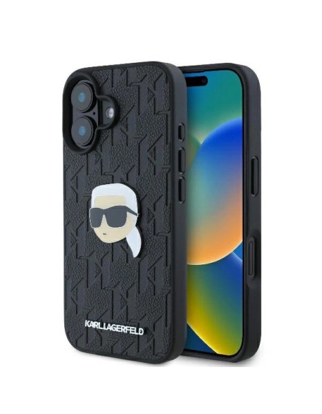 Karl Lagerfeld Monogram Karl Head Pin iPhone 16 Case - Black