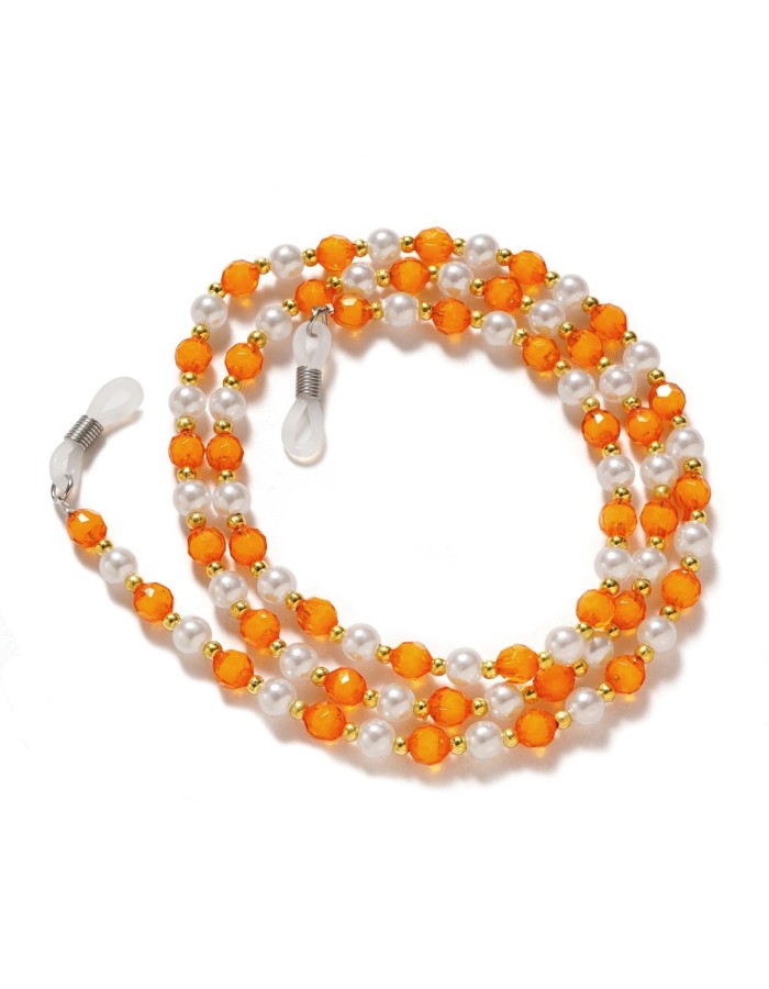 A chain for glasses, beads, an orange pendant A chain for glasses, beads, an orange pendant