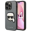 Karl Lagerfeld Saffiano Karl&amp;#39;s Head Patch Case for iPhone 14 Pro - Silver