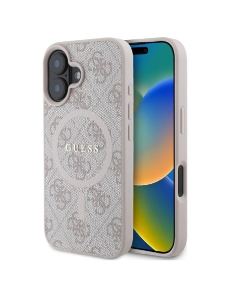 Guess 4G Ring Classic Logo MagSafe iPhone 16 Case - Pink Guess 4G Ring Classic Logo MagSafe iPhone 16 Case - Pink