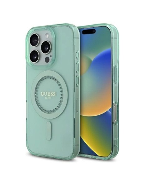Guess IML Rhinestones MagSafe iPhone 16 Pro Max Case - Green Guess IML Rhinestones MagSafe iPhone 16 Pro Max Case - Green