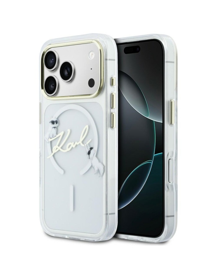 Karl Lagerfeld IML Choupettes Karl Script Logo MagSafe Case for iPhone 17 Pro - Clear