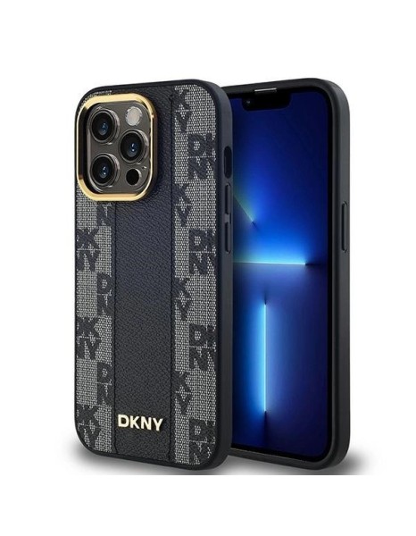 DKNY Leather Checkered Mono Pattern MagSafe case for iPhone 14 Pro - black DKNY Leather Checkered Mono Pattern MagSafe case for iPhone 14 Pro - black
