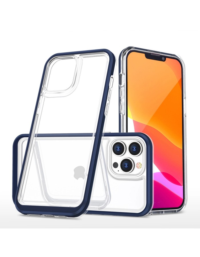 Clear 3in1 Case for iPhone 13 Pro Max Frame Cover Gel Blue Clear 3in1 Case for iPhone 13 Pro Max Frame Cover Gel Blue