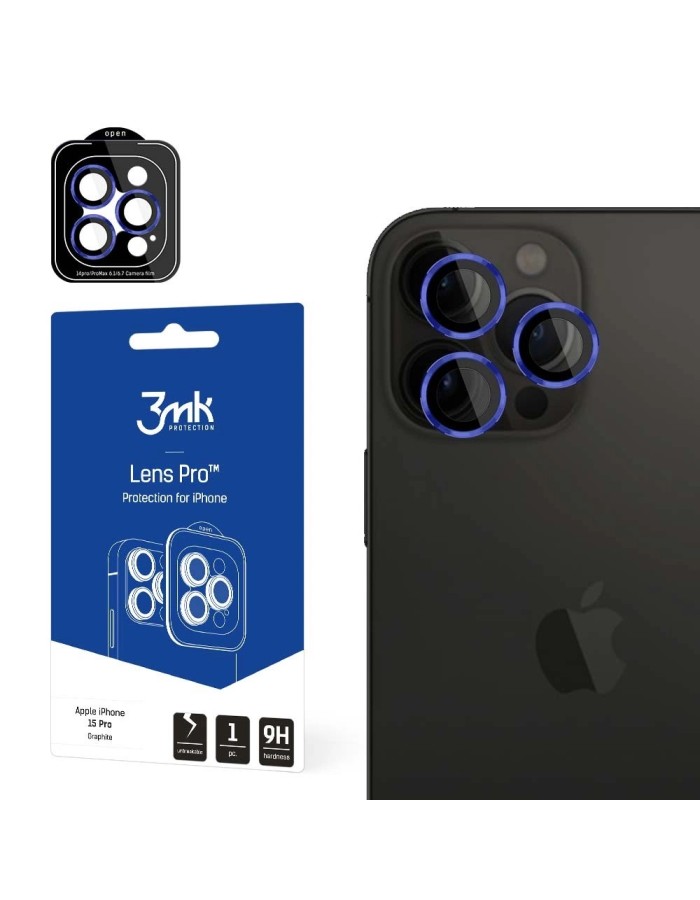3mk Lens Protection Pro Camera Cover - with Blue Frame for iPhone 15 Pro