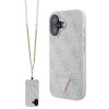 Guess Leather Metal Logo Strass Crossbody Case for iPhone 16 - Pink Guess Leather Metal Logo Strass Crossbody Case for iPhone 16 - Pink