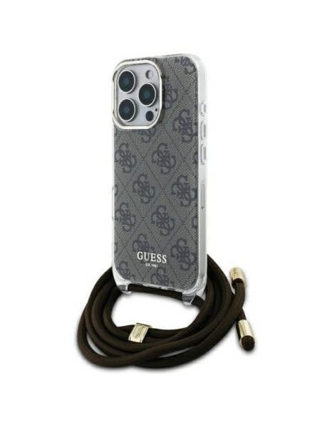 Guess Crossbody Cord 4G Print Case for iPhone 16 Pro Max - Brown