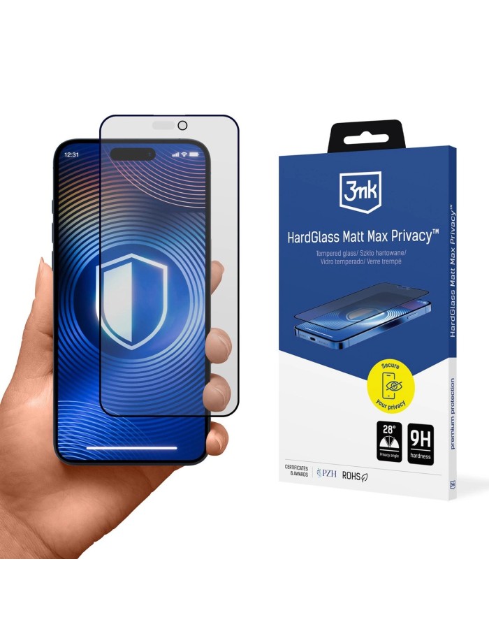 Tempered Glass 3mk Hardglass Matt Max Privacy for Apple iPhone 15 Pro Max Tempered Glass 3mk Hardglass Matt Max Privacy for Apple iPhone 15 Pro Max