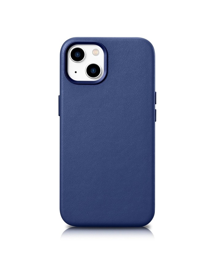 iCarer Case Leather cover for iPhone 14 Plus genuine leather case blue (compatible with MagSafe)