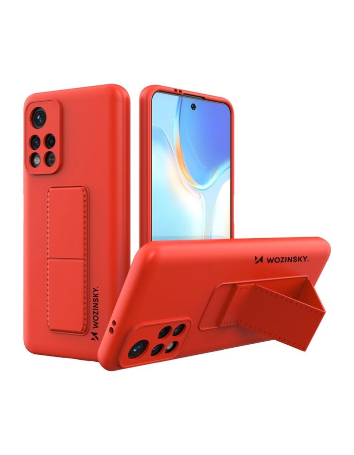 Wozinsky Kickstand Case silicone case with stand Xiaomi Redmi 10 case red Wozinsky Kickstand Case silicone case with stand Xiaomi Redmi 10 case red