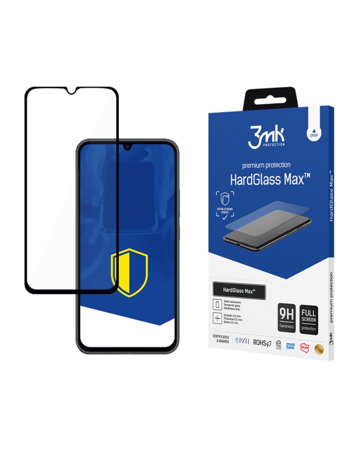Reinforced Full Coverage Tempered Glass 3mk HardGlass Max Black for Samsung Galaxy A34 5G