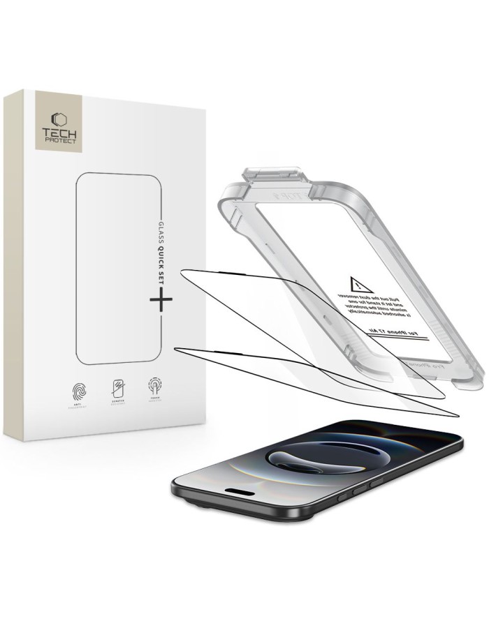 Tech-Protect Quick Set+ 2-pack tempered glass for iPhone 17 Air - black