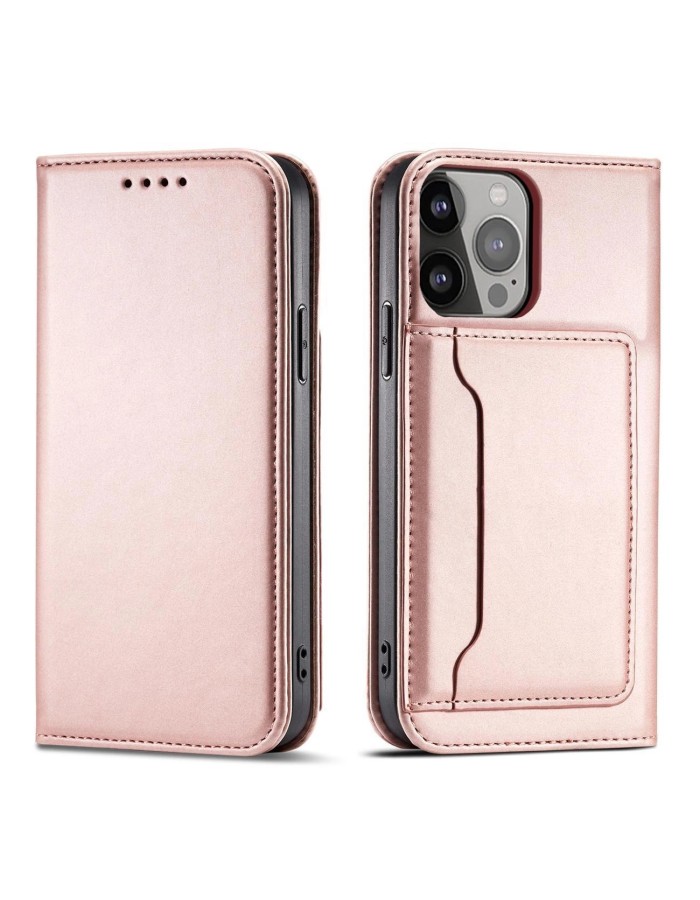 Magnet Card Case for iPhone 13 Pro Max Pouch Card Wallet Card Holder Pink