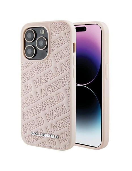 Karl Lagerfeld Quilted K Pattern case for iPhone 15 Pro Max - pink