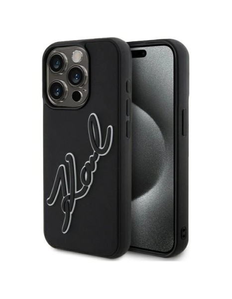 Karl Lagerfeld 3D Rubber Signature Case for iPhone 15 Pro - Black