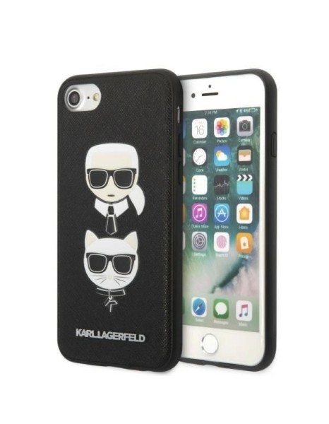Karl Lagerfeld KLHCI8SAKICKCBK iPhone 7/8 / SE 2020 / SE 2022 black/black hardcase Saffiano Karl&amp;amp;Choupette Head