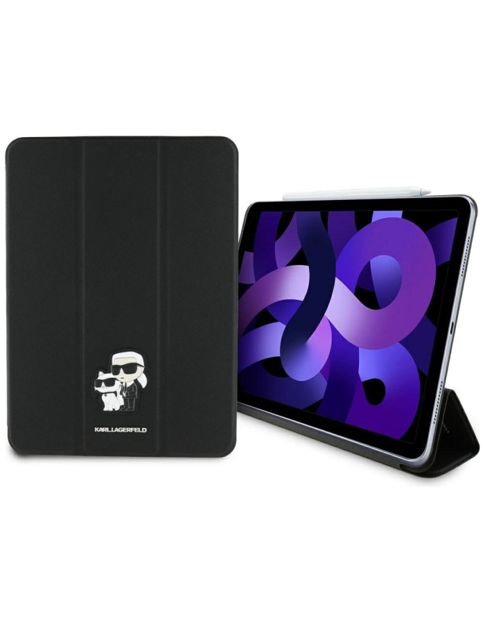 Karl Lagerfeld Saffiano Magnetic Karl &amp;amp; Choupette iPad Air 11" 2024 Book Cover Case - Black